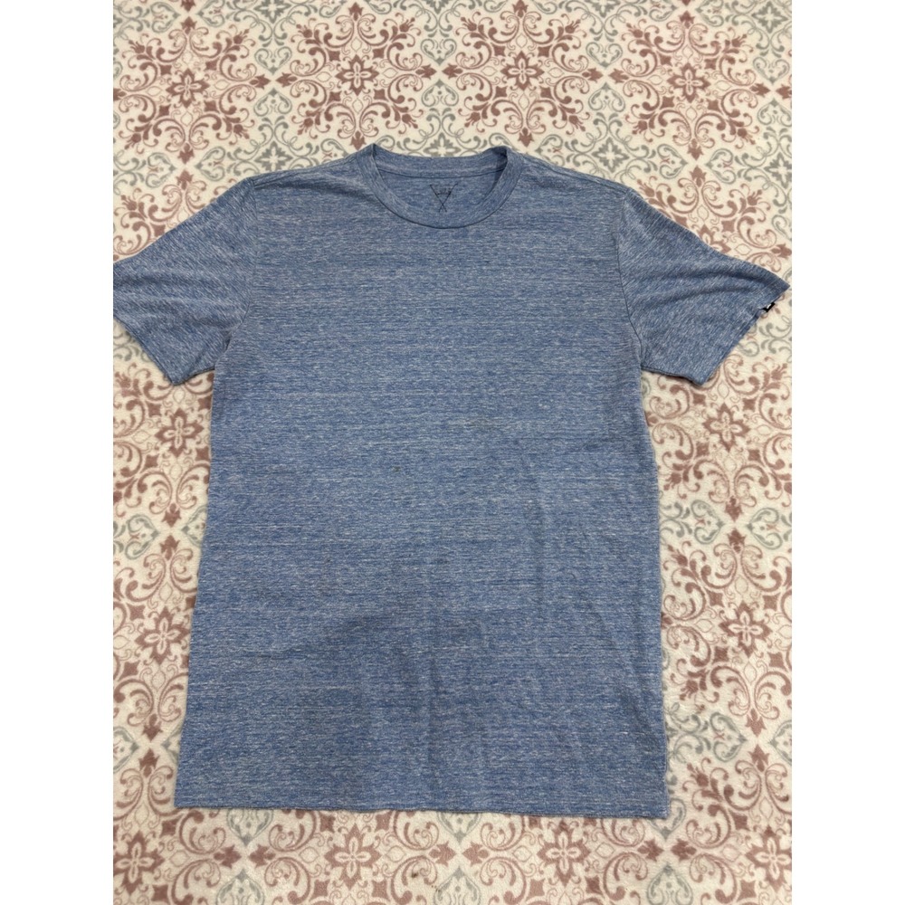 DC Shoes Mens Blue Heathered Short Sleeve Crew Neck T-Shirt Logo Tab Size S